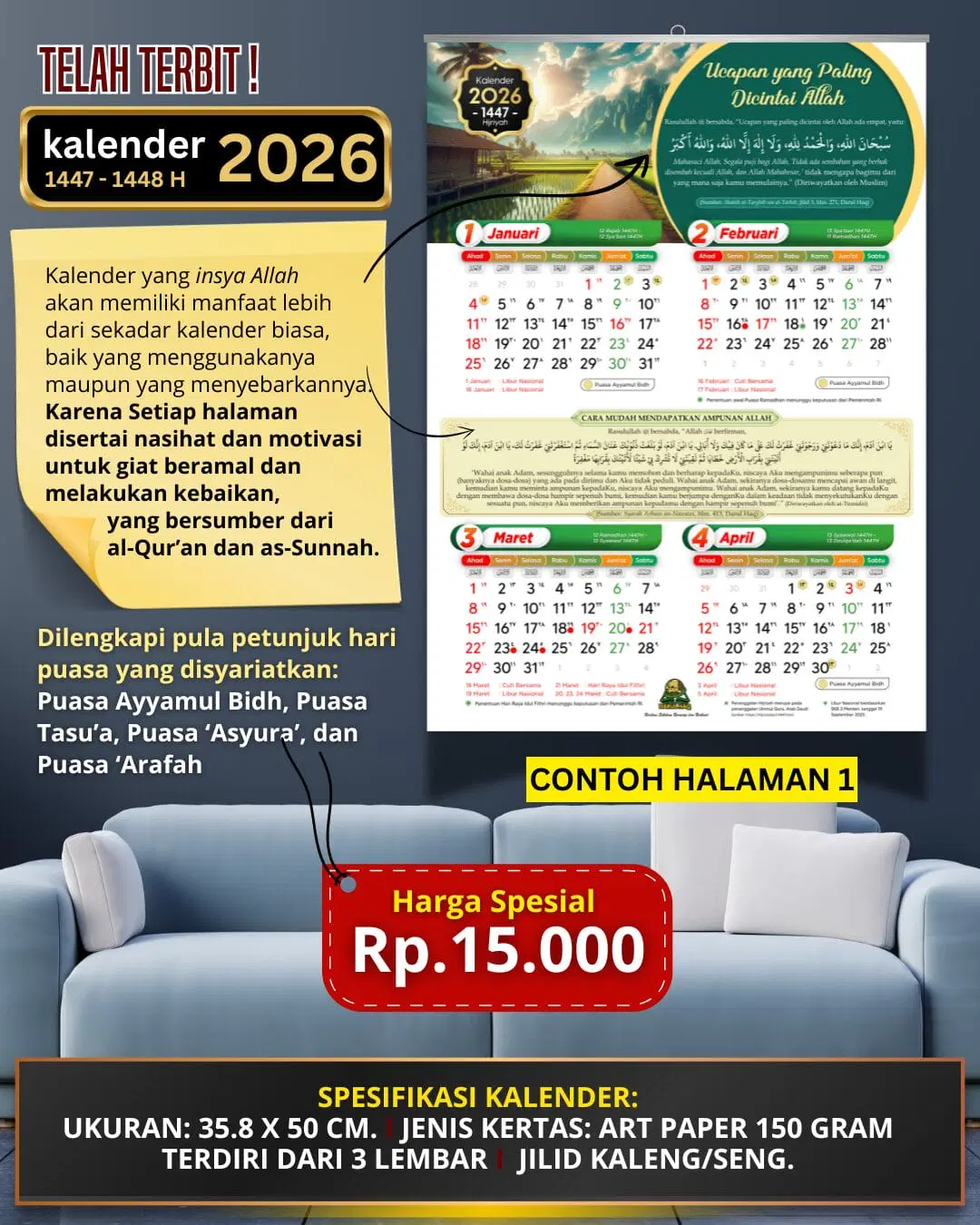 Kalender 2026 – 1447-1448 Hijriyah (Bukan Kalender Biasa)